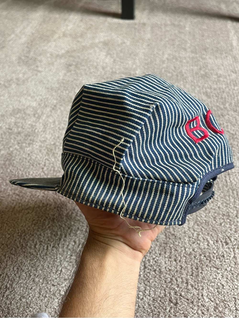 VTG 70’s Hickory Striped Train Conductor Cap - Picture 3 of 6
